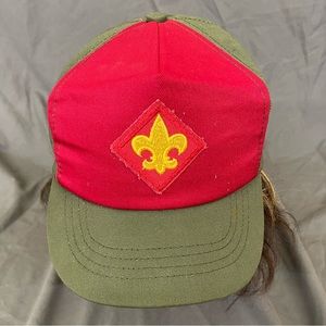 Vintage Boy Scouts Made In America Fleur De Lis Snap Back Baseball Cap Size S/M